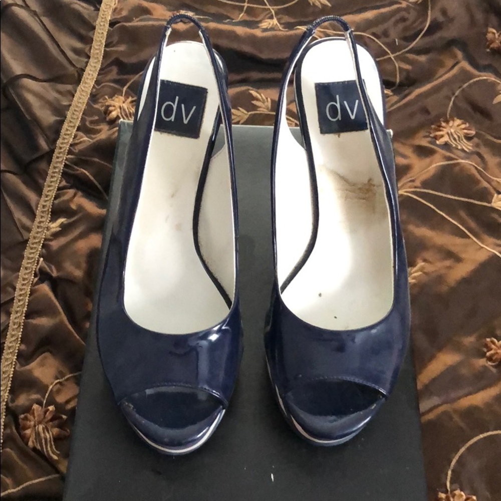 Sandal wedges blue stripes